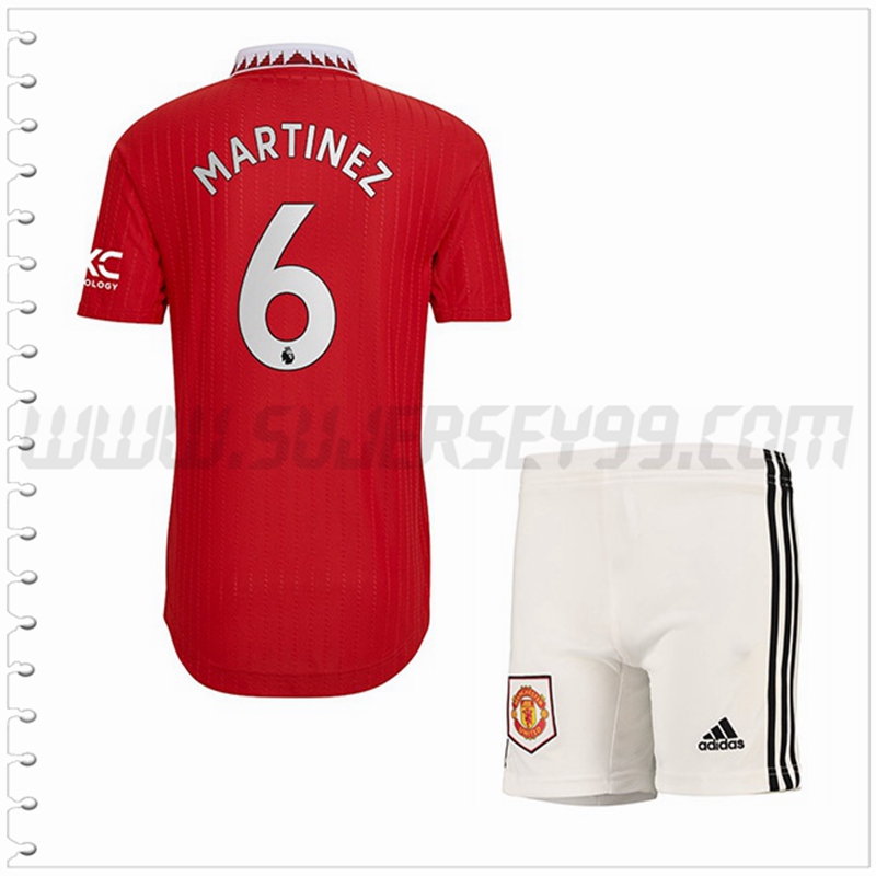 Equipacion del Manchester United MARTÍNEZ #6 Ninos 2022 2023