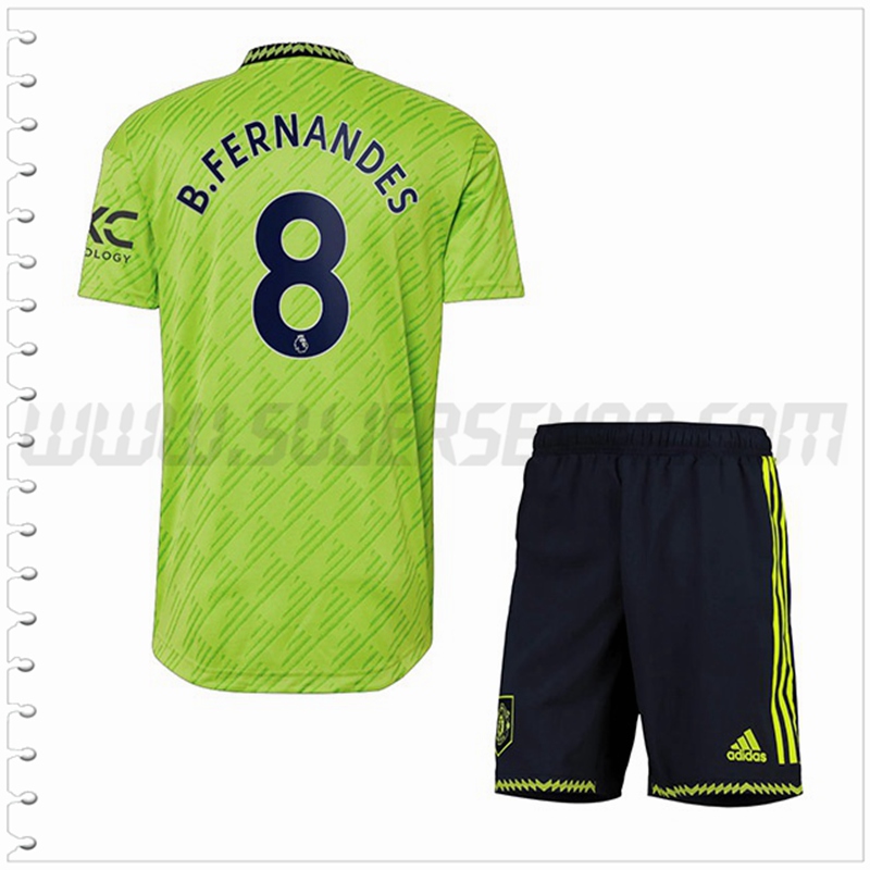 Equipacion del Manchester United B. FERNANDES #8 Ninos 2022 2023