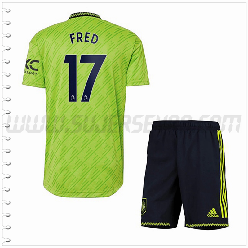 Equipacion del Manchester United FRED #17 Ninos 2022 2023