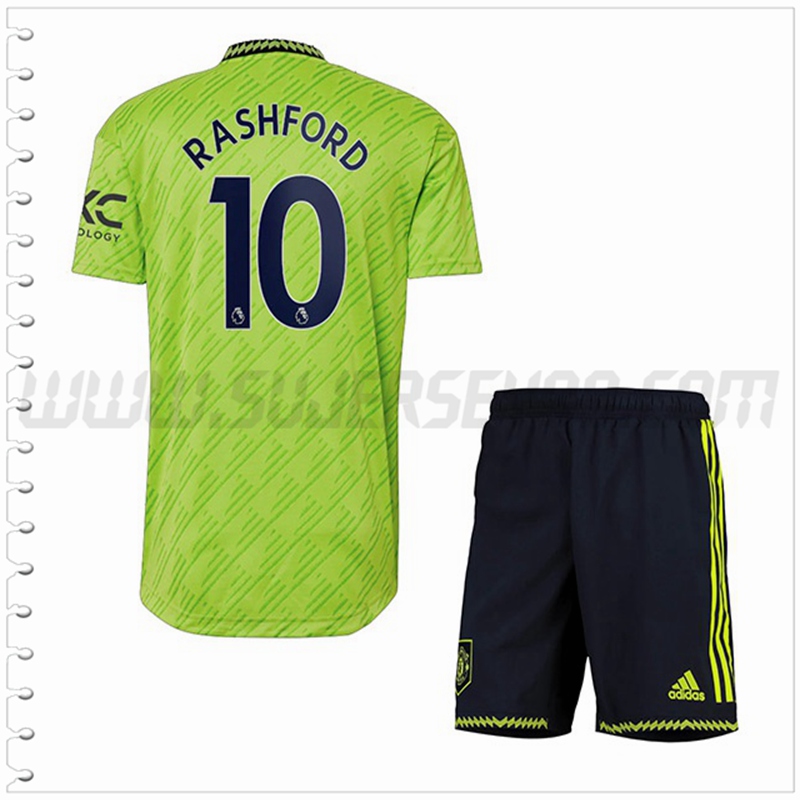 Equipacion del Manchester United RASHFORD #10 Ninos 2022 2023