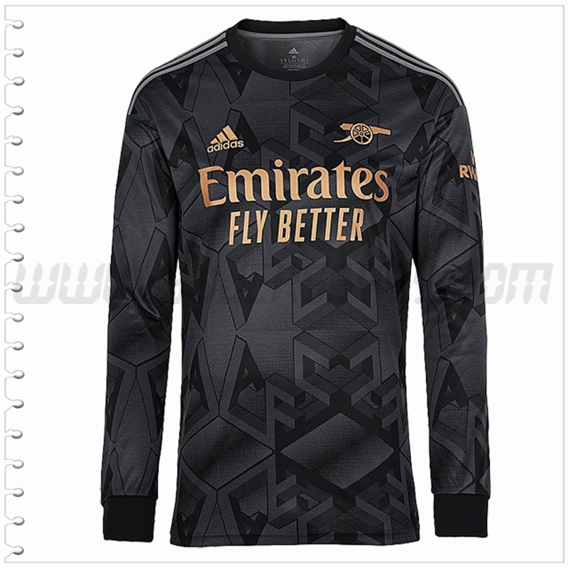 Segunda Nuevo Camiseta Arsenal Manga Larga Negro 2022 2023