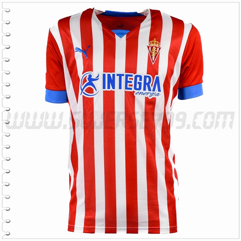 Primera Nuevo Camiseta Sporting Gijon Rojo Blanco 2022 2023