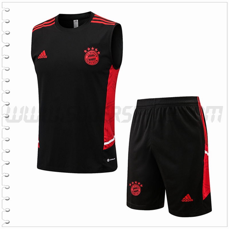 Camiseta Entrenamiento Sin Mangas Bayern Munich + Pantalones Cortos Negro 2022 2023