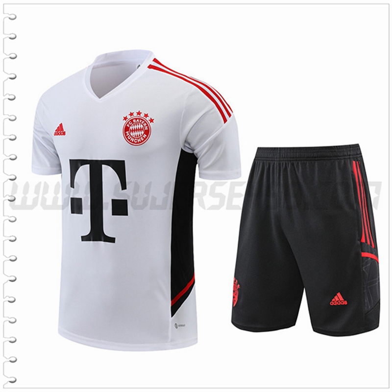 Camiseta Entrenamiento Bayern Munich + Pantalones Cortos Blanco 2022 2023