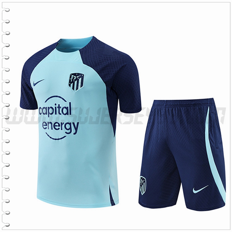 Camiseta Entrenamiento Atletico Madrid + Pantalones Cortos Azul claro 2022 2023