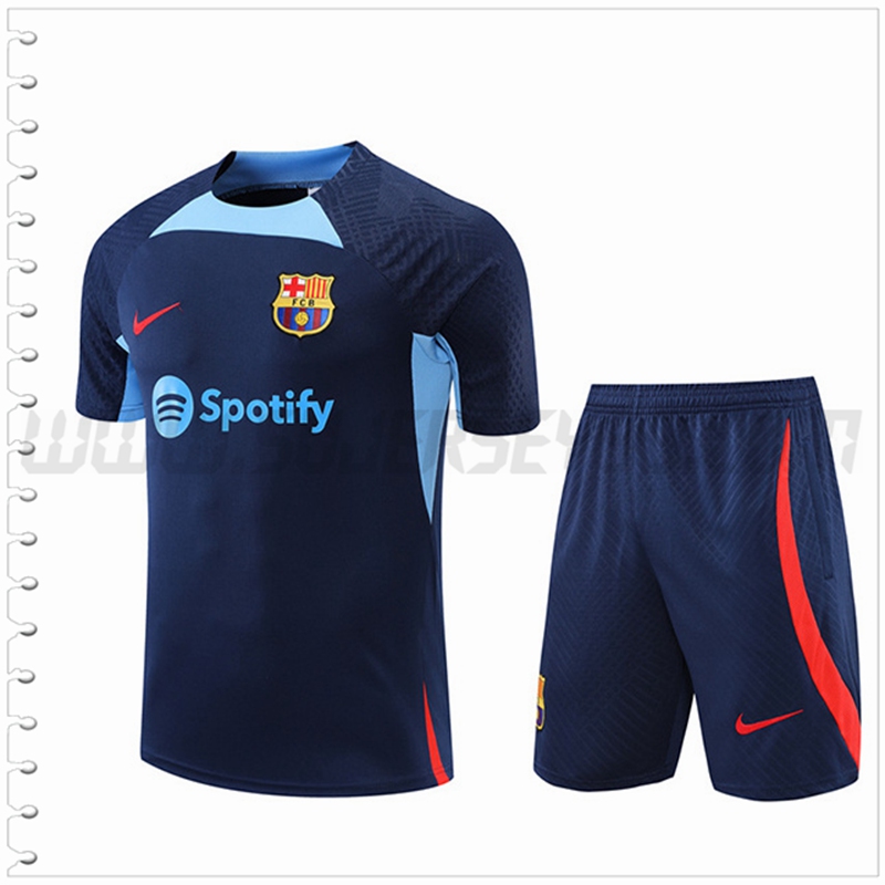 Camiseta Entrenamiento FC Barcelona + Pantalones Cortos Azul Marino 2022 2023