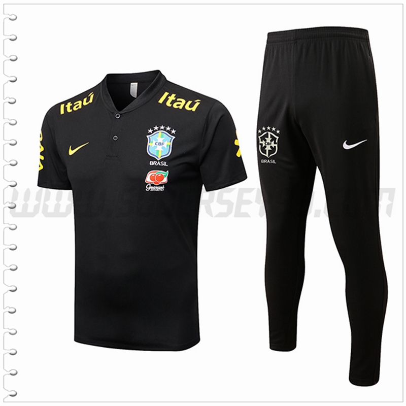 Polo Futbol Brasil + Pantalones Negro 2022 2023