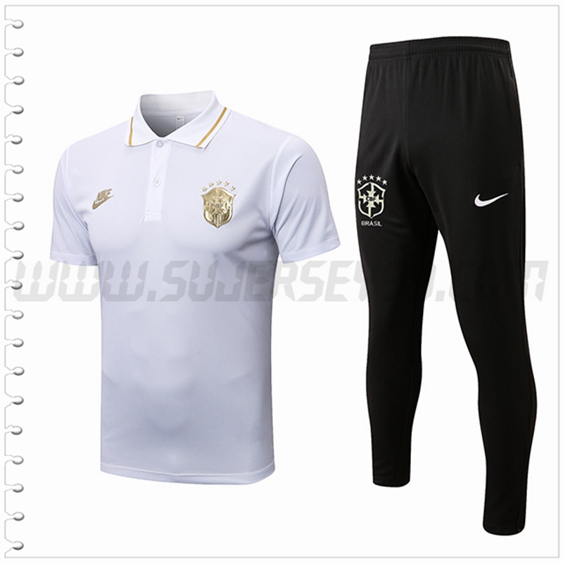 Polo Futbol Brasil + Pantalones Blanco 2022 2023