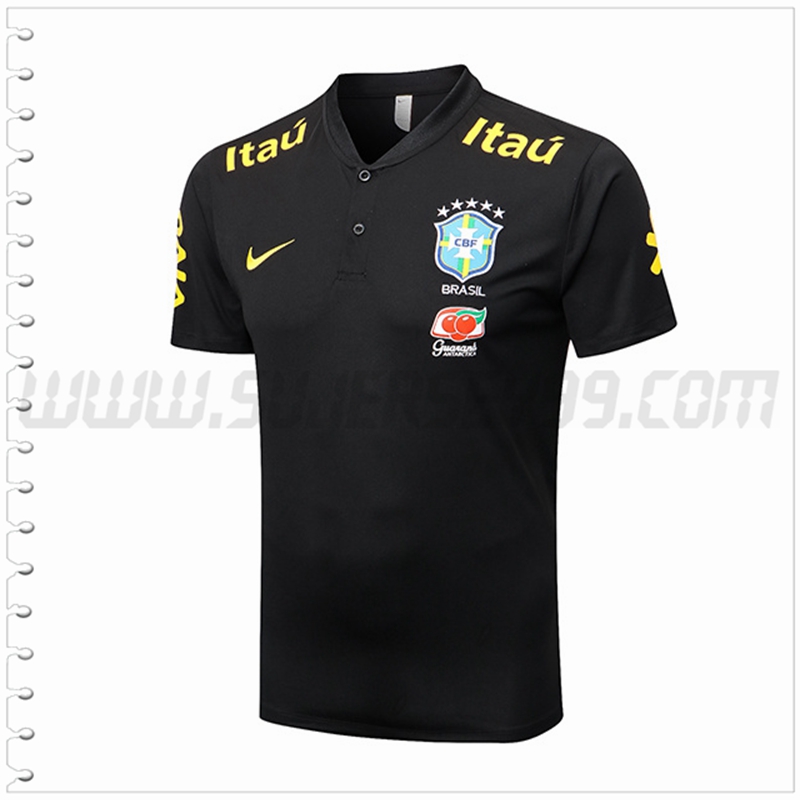 Polo Futbol Brasil Negro 2022 2023