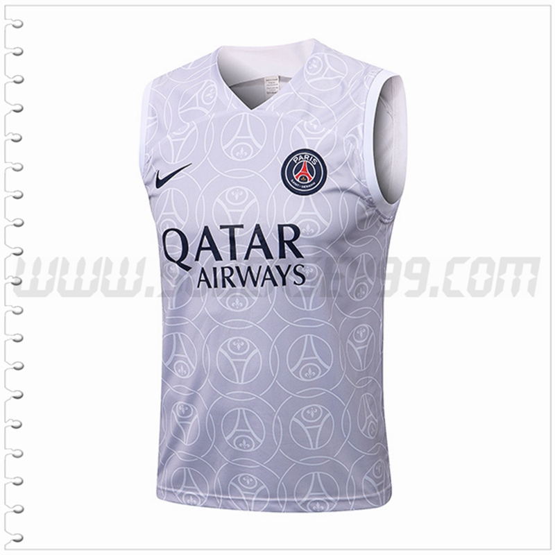 Camiseta Entrenamiento Sin Mangas PSG Blanco/Gris 2022 2023