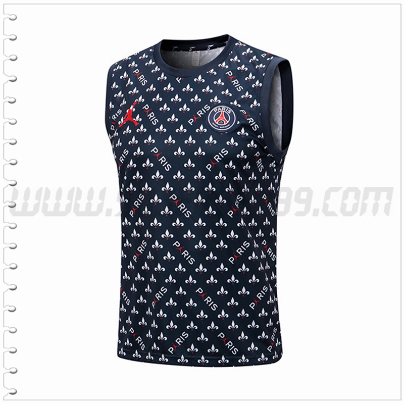 Camiseta Entrenamiento Sin Mangas Jondan PSG Negro/Blanco 2022 2023