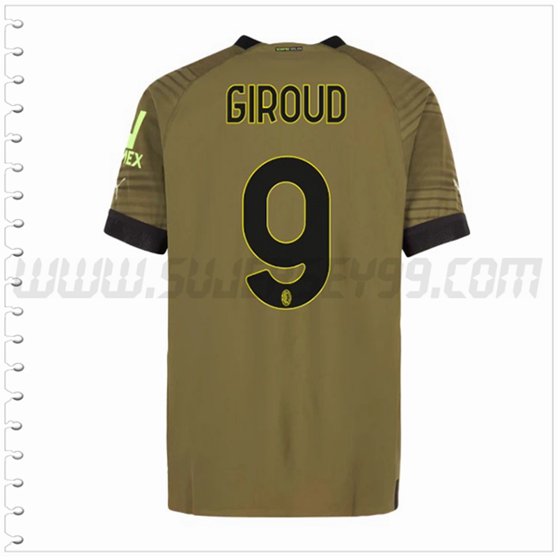 Tercera Camiseta Futbol AC Milan GIROUD #9 2022 2023