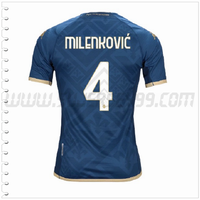 Tercera Camiseta Futbol ACF Fiorentina MILENKOVIĆ #4 2022 2023