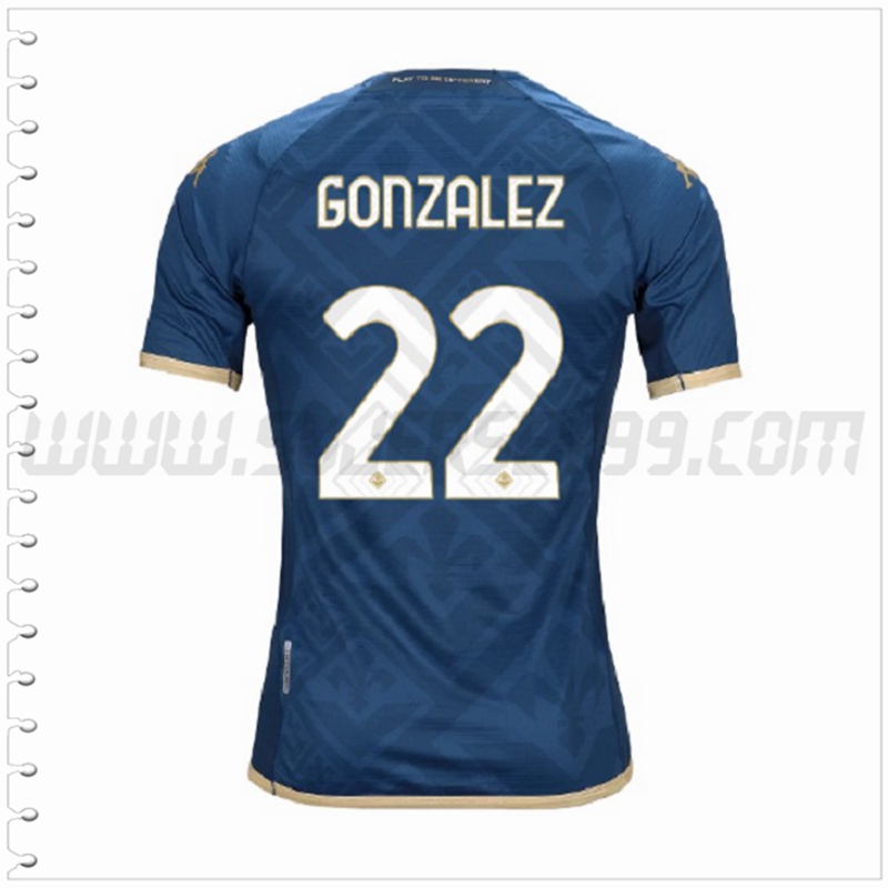 Tercera Camiseta Futbol ACF Fiorentina GONZALEZ #22 2022 2023