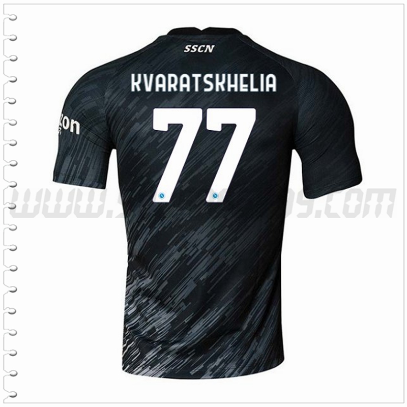 Tercera Camiseta Futbol SSC Nápoles KVARATSKHELIA #77 2022 2023