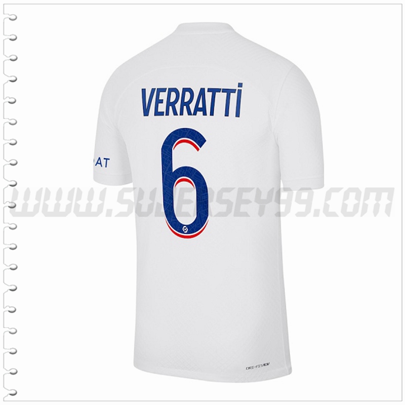 Tercera Camiseta Futbol Paris PSG VERRATTI #6 2022 2023