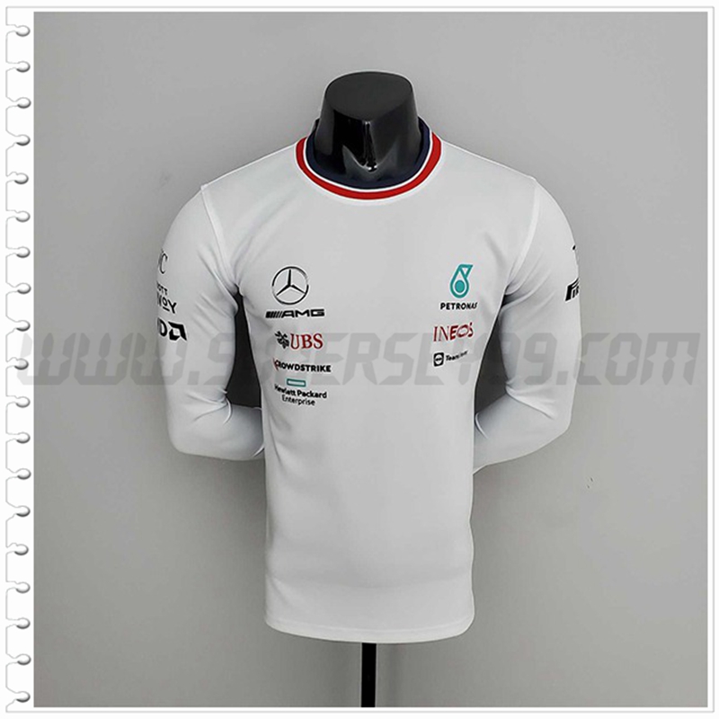 Camiseta Entrenamiento Manga Larga F1 Mercedes Benz Team Blanco 2022