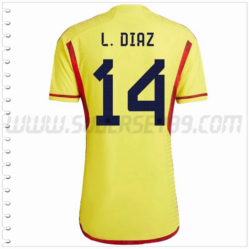 Primera Camiseta Futbol Colombia L. DIAZ #14 2022 2023