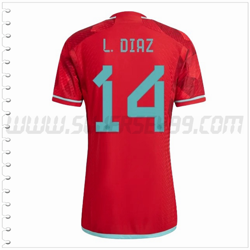 Segunda Camiseta Futbol Colombia L. DIAZ #14 2022 2023