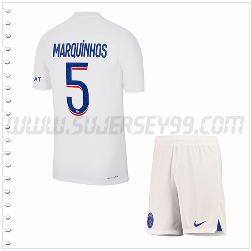 Equipacion del Paris PSG MARQUINHOS #5 Ninos 2022 2023