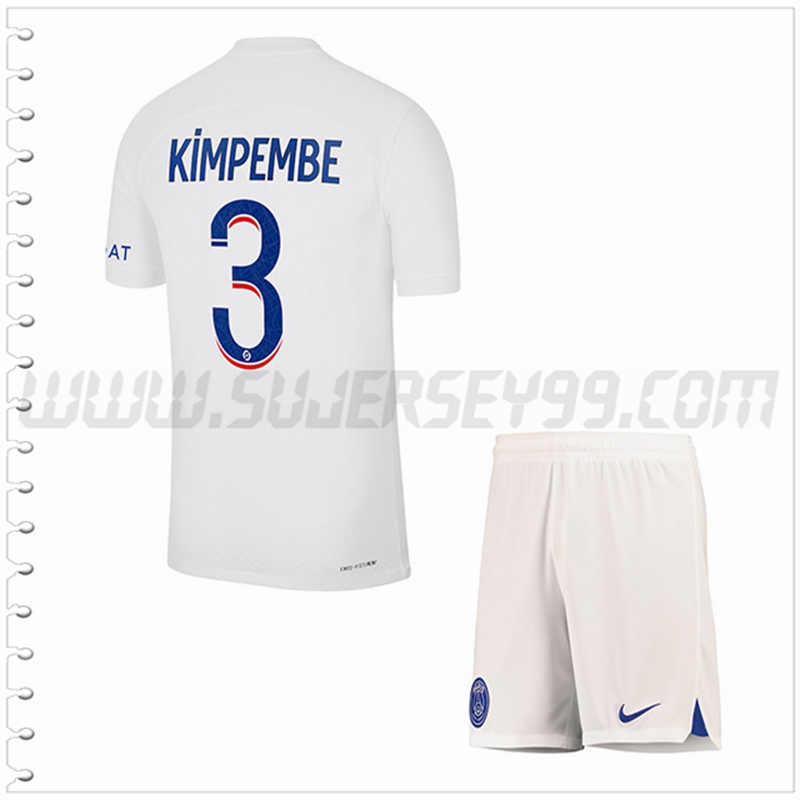 Equipacion del Paris PSG KIMPEMBE #3 Ninos 2022 2023