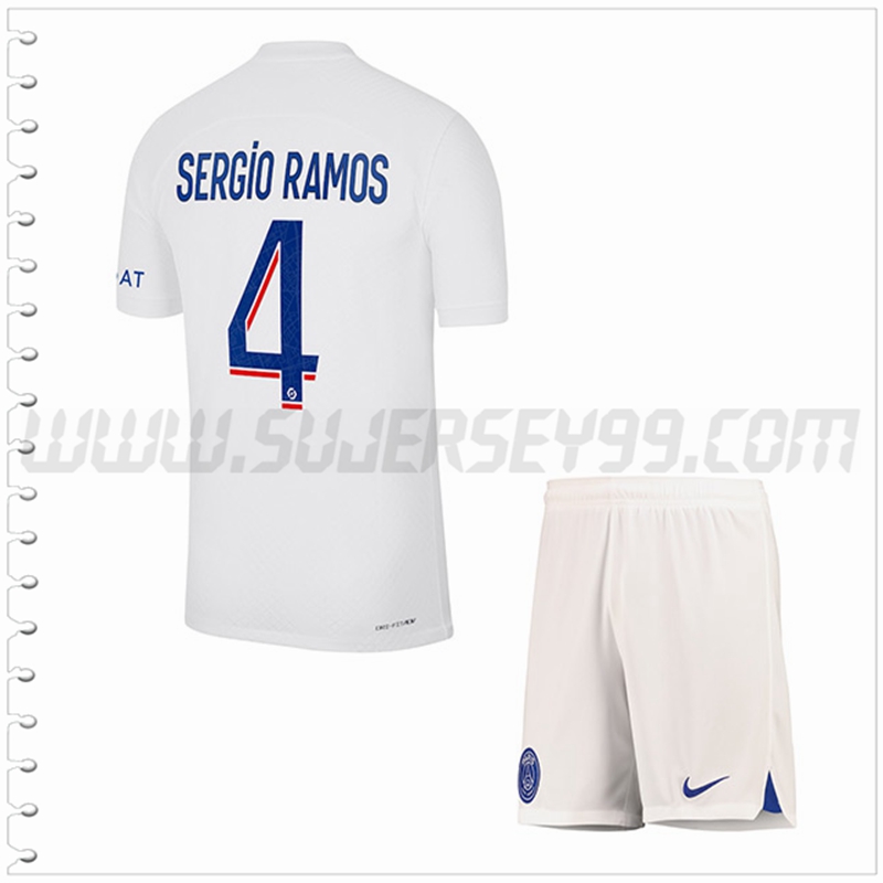 Equipacion del Paris PSG SERGIO RAMOS #4 Ninos 2022 2023