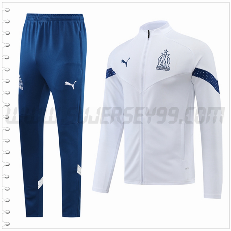 Chaqueta Chandal Futbol Marsella Blanco 2022 2023