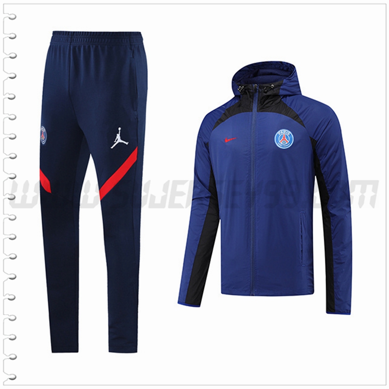 Rompevientos con capucha PSG Negro/Azul 2022 2023