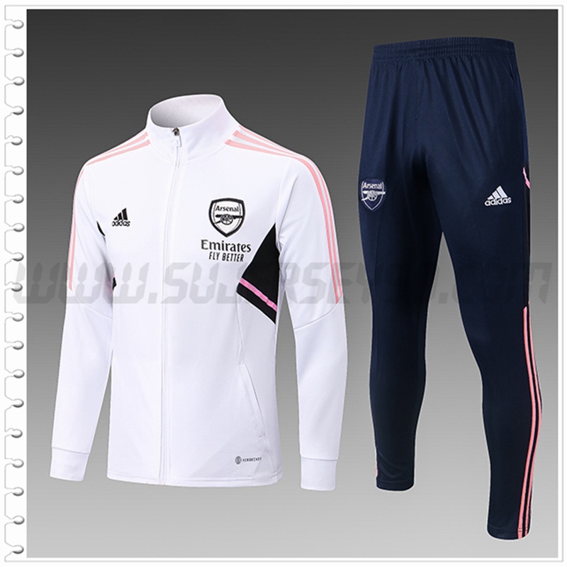 Chaqueta Chandal Futbol Arsenal Blanco 2022 2023