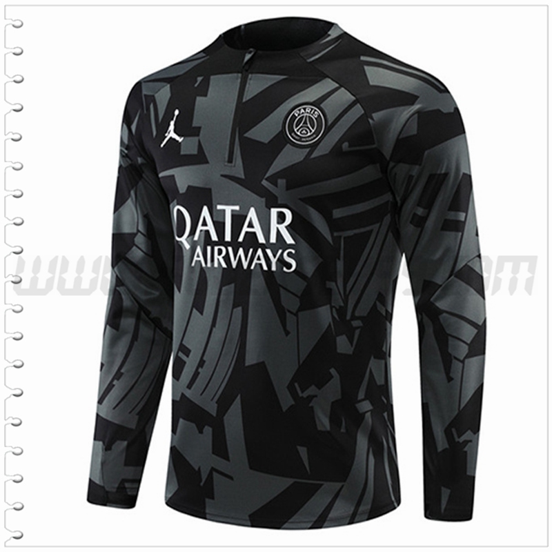 Sudadera Entrenamiento Jordan PSG Negro/Gris 2022 2023