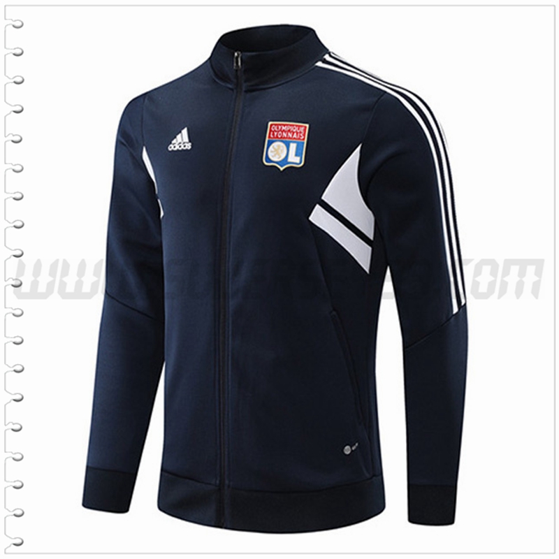 Chaqueta Futbol Lyon Negro/Blanco 2022 2023