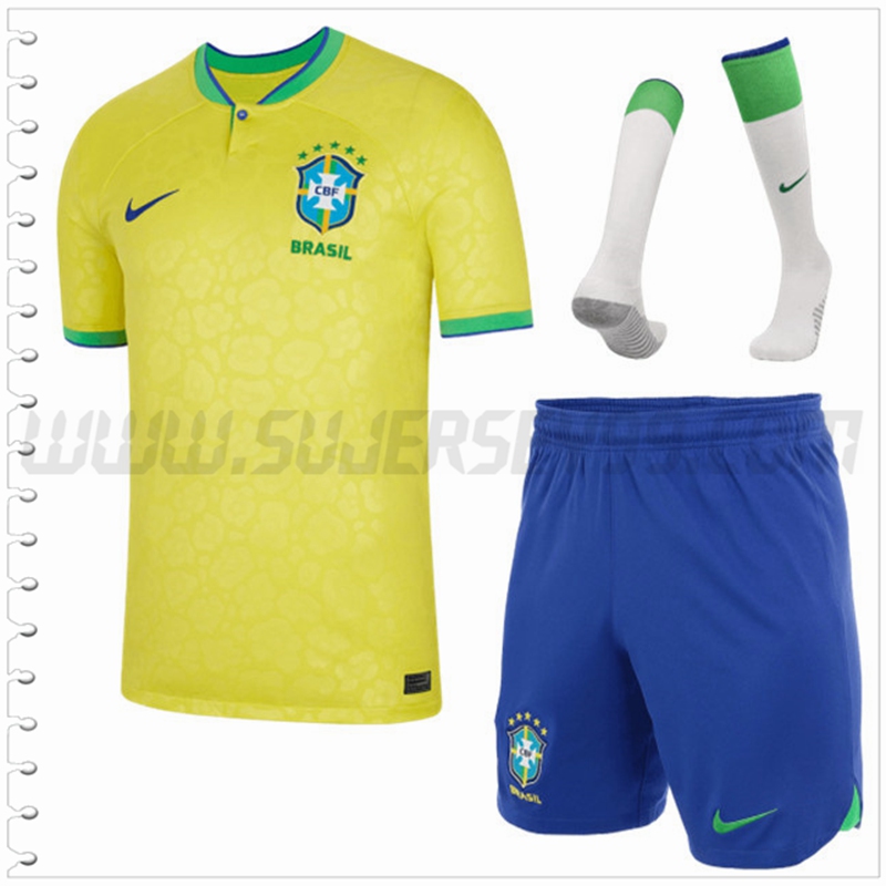 Primera Equipacion del Brasil (Pantalones + Calcetines) 2022 2023