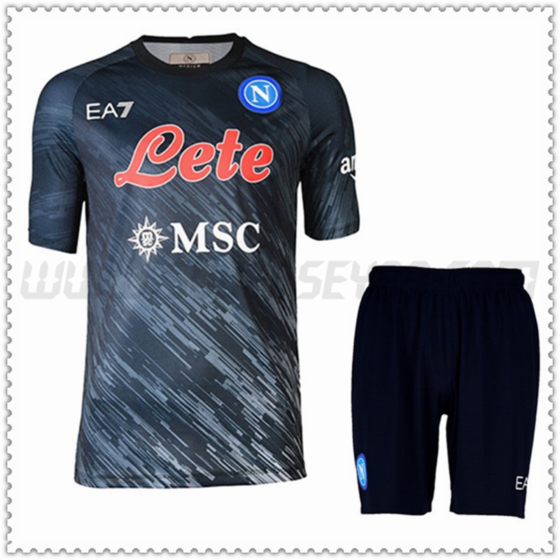 Tercera Equipacion del SSC Nápoles Negro + Pantalones Cortos 2022 2023