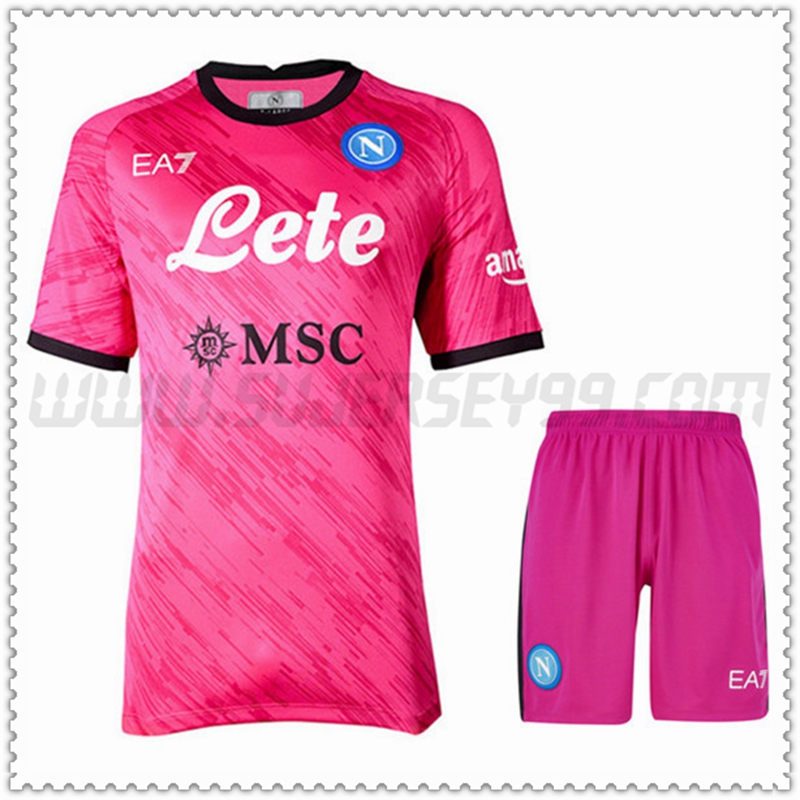 Equipacion del Portero SSC Nápoles Rosa + Pantalones Cortos 2022 2023