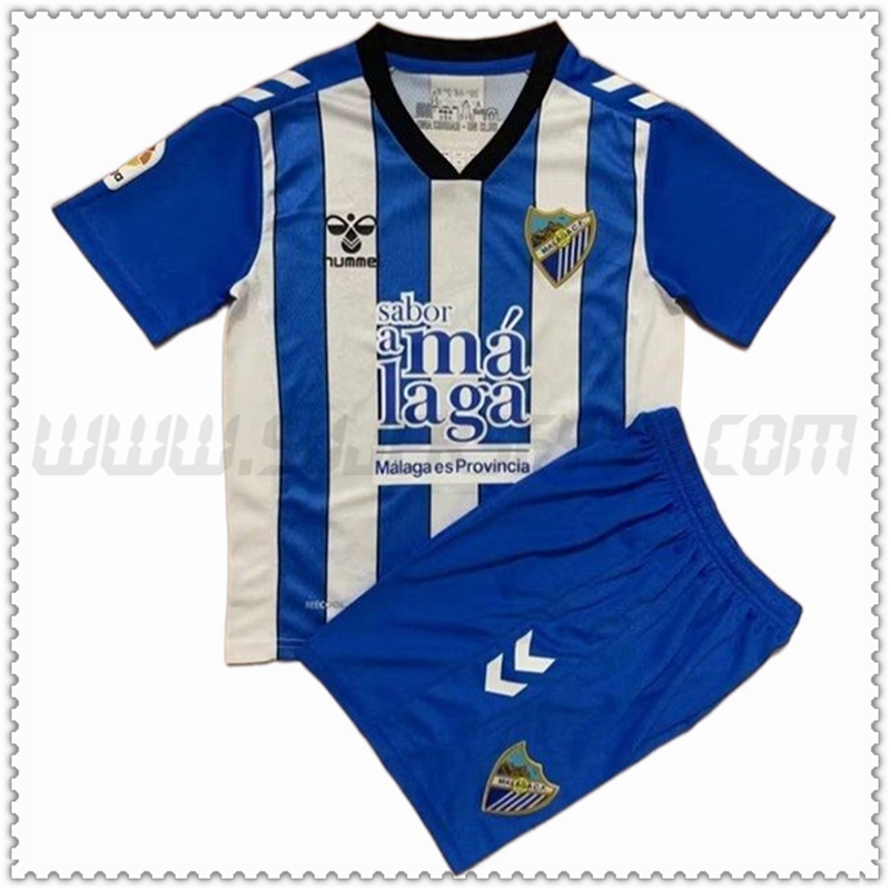 Primera Nuevo Camiseta Malaga Ninos Azul Blanco 2022 2023