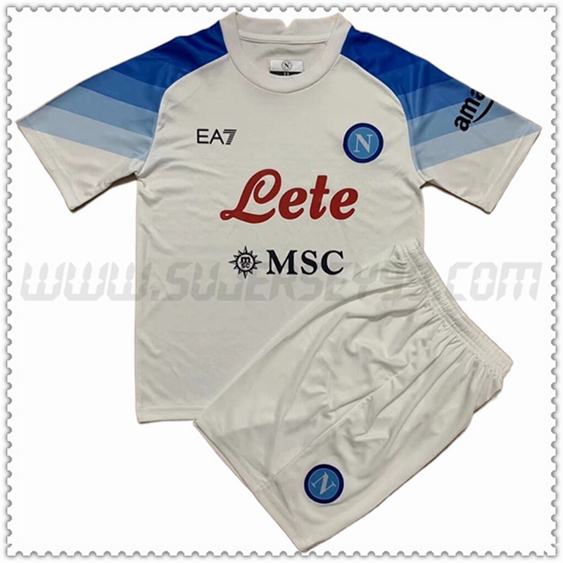 Segunda Nuevo Camiseta SSC Nápoles Ninos Blanco 2022 2023