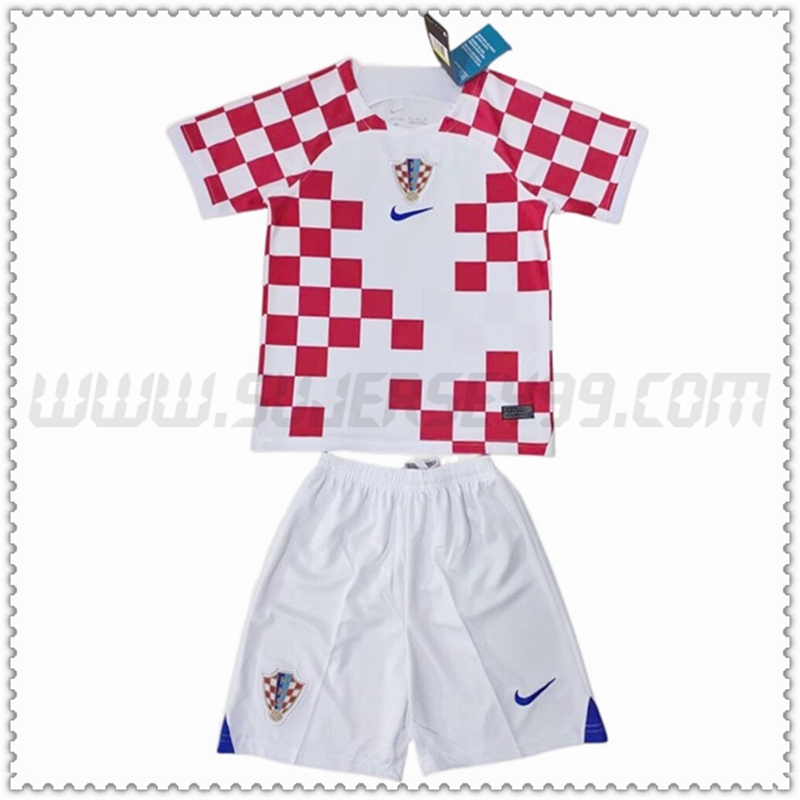 Primera Nuevo Camiseta Equipo Croacia Ninos Rojo Blanco 2022 2023