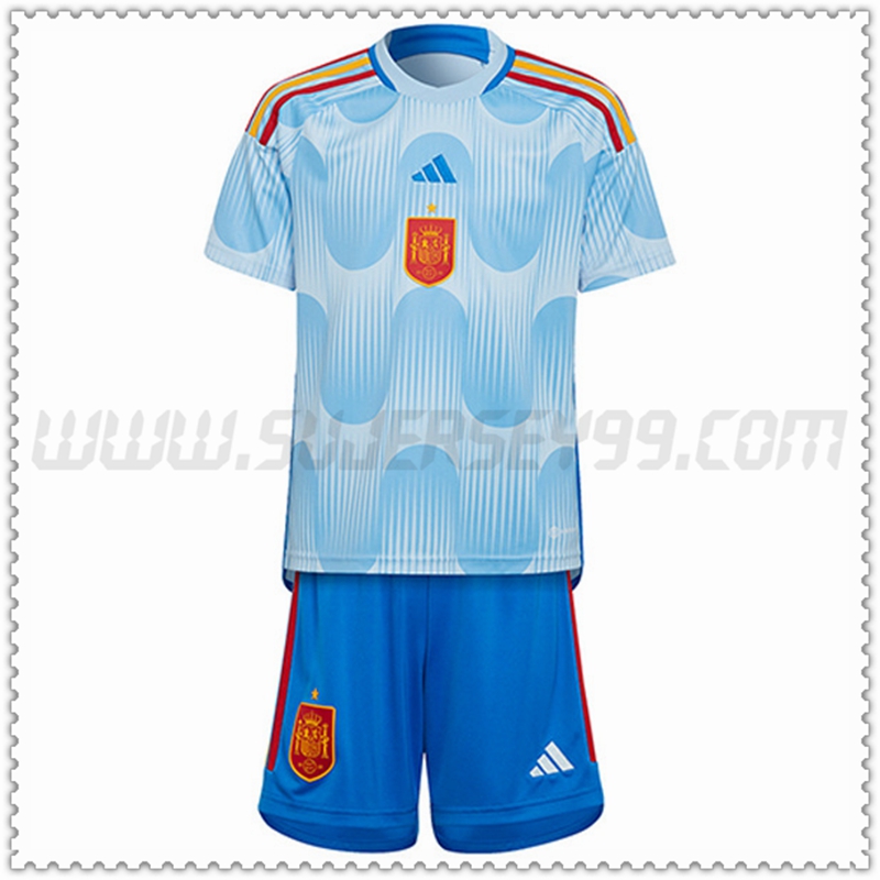 Segunda Nuevo Camiseta Equipo España Ninos Azul 2022 2023
