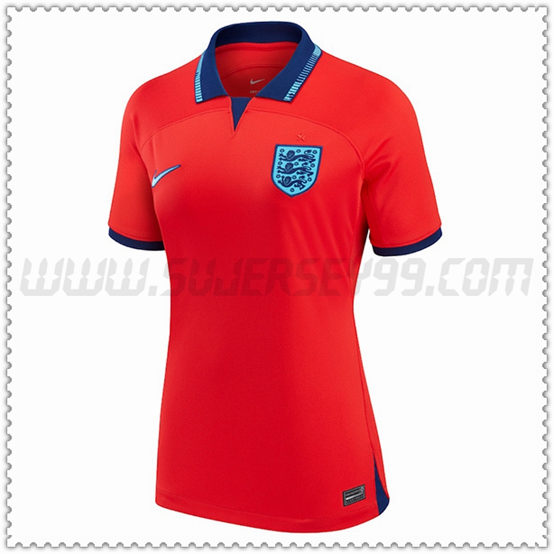 Segunda Camiseta Futbol Inglaterra Mujer Rojo 2022 2023