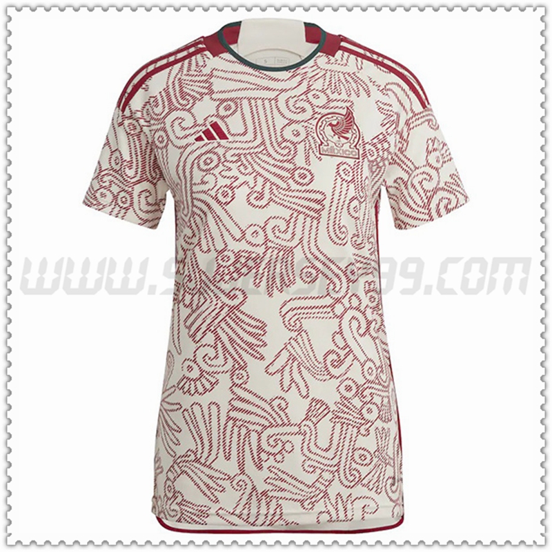 Segunda Camiseta Futbol México Mujer Rojo Blanco 2022 2023