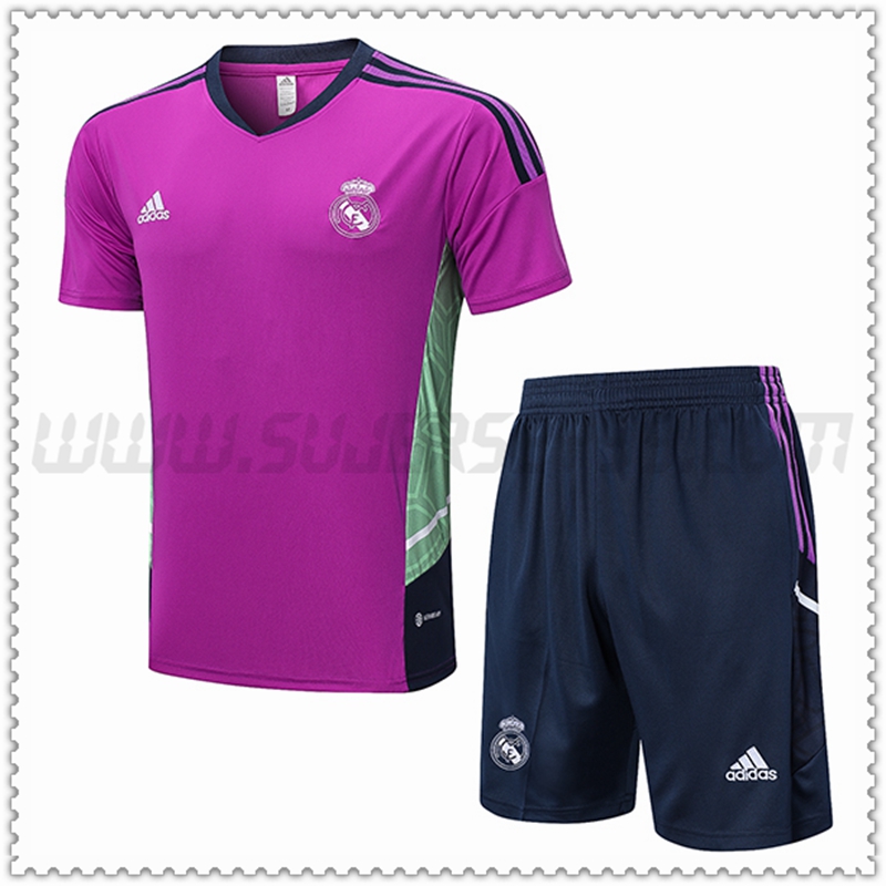 Camiseta Entrenamiento Real Madrid + Pantalones Cortos Púrpura 2022 2023