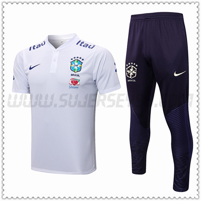 Polo Futbol Brasil + Pantalones Blanco 2022 2023