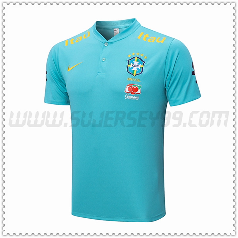 Polo Futbol Brasil Azul claro 2022 2023