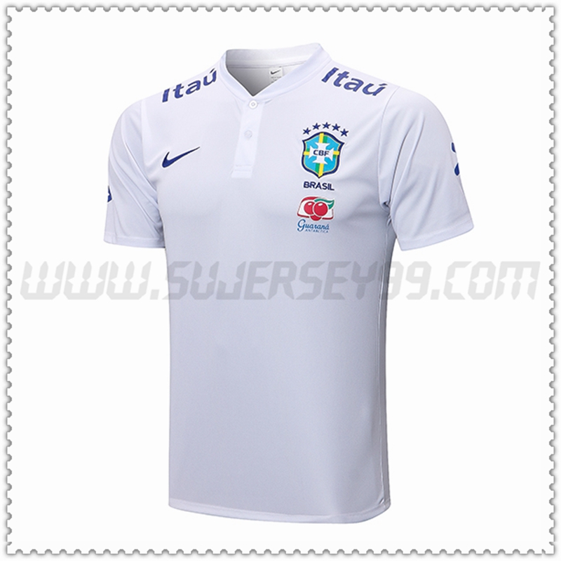 Polo Futbol Brasil Blanco 2022 2023