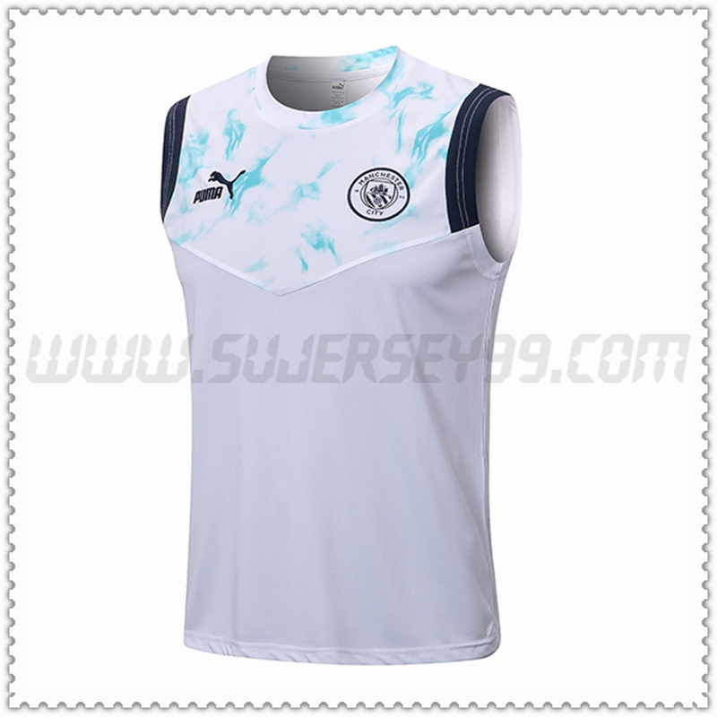 Camiseta Entrenamiento Sin Mangas Manchester City Blanco 2022 2023