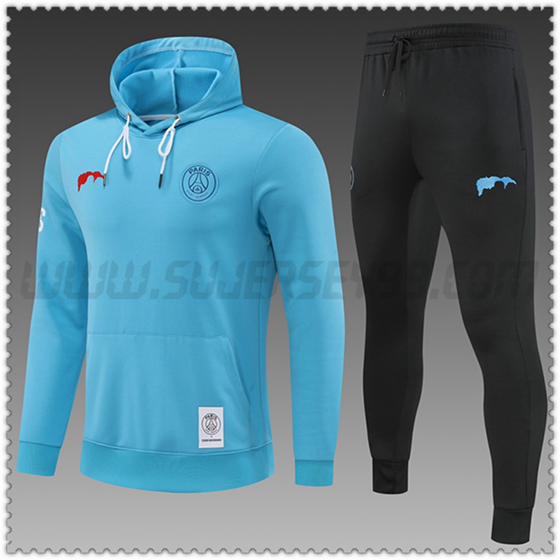 Chaqueta con Capucha Chandal Futbol PSG Ninos Azul claro 2022 2023