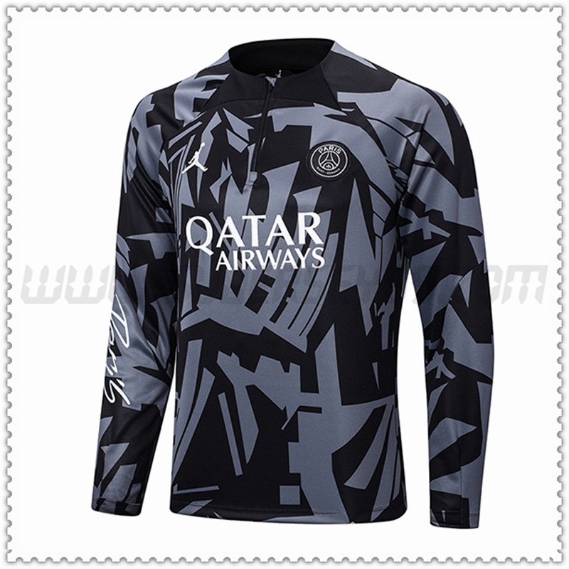 Sudadera Entrenamiento Jordan PSG Negro/Gris 2022 2023