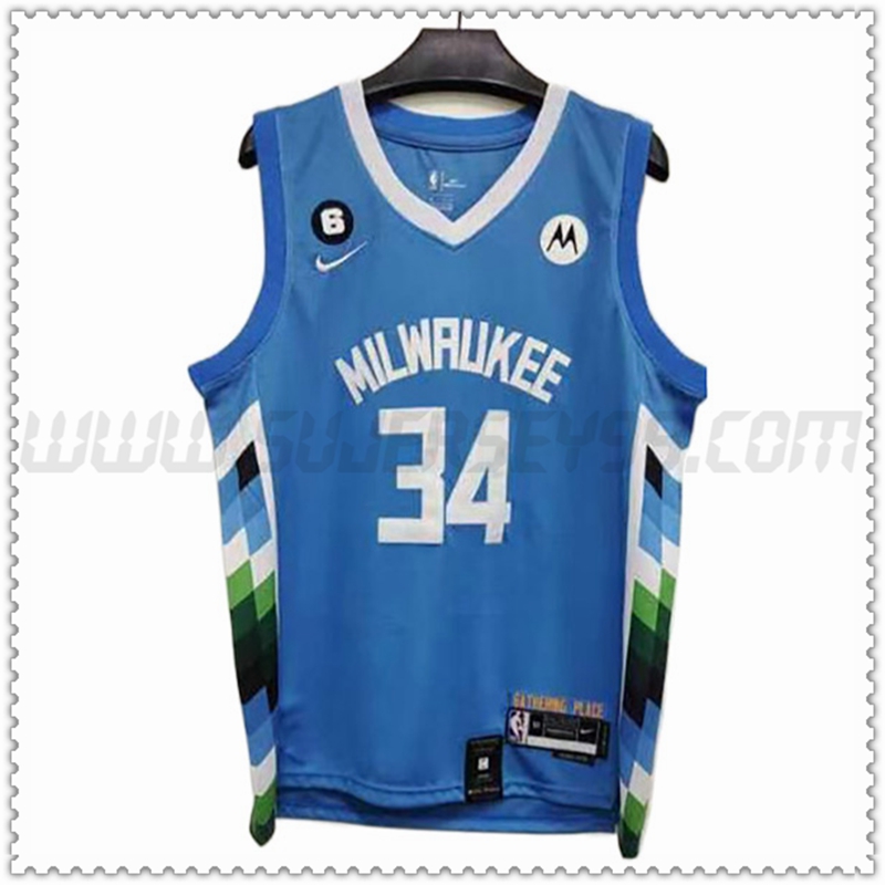 Camiseta Milwaukee Bucks (ANTETOKOUNMPO #34) 202022 2023 Azul