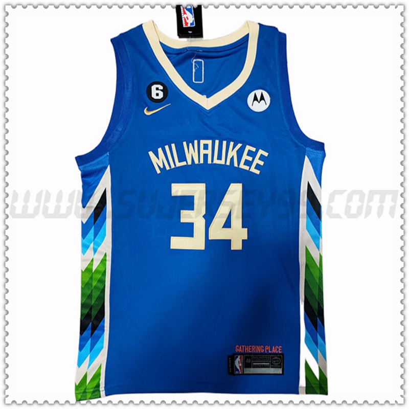 Camiseta Milwaukee Bucks (ANTETOKOUNMPO #34) 202022 2023 Azul