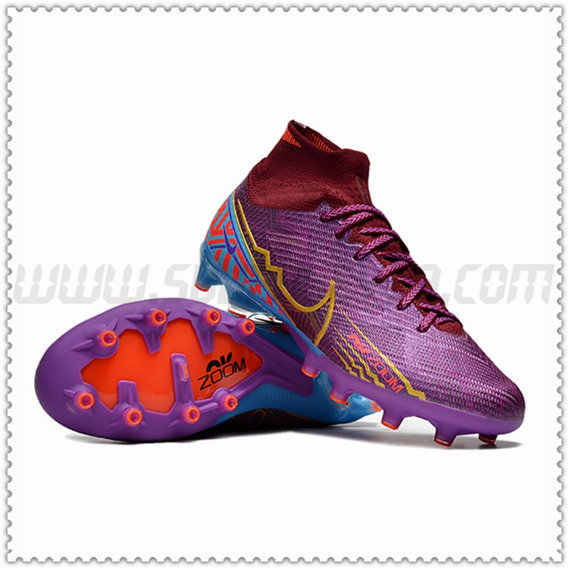 Nike Zapatos de Futbol Air Zoom Mercurial High Gang Superfly IX Elite AG Púrpura